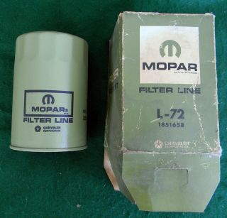 Vintage Nos Mopar Green L - 72 Oil Filter 1851658