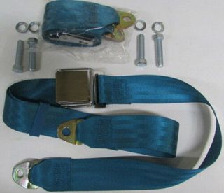 Dark Turquoise Seat Belt Vintage Turquoise Lap Seat Belts (2),  Mounting Kit: 60 "