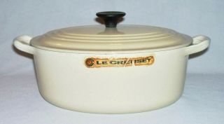 Le Creuset Vintage Enameled Cast Iron Oval Casserole (2.  75 Qt,  Dune) France