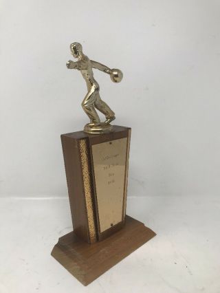 Vtg 1950 ' s Cal - Ore League Bowling Trophy 1959 59 - 60 Wood Base 12 