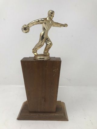 Vtg 1950 ' s Cal - Ore League Bowling Trophy 1959 59 - 60 Wood Base 12 