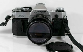 Vintage Canon Ae - 1 Program 35mm Slr Camera With 50mm 1:1.  8 Lens W/filter,  Strap.