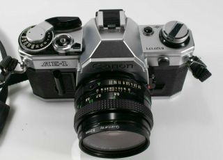 Vintage Canon AE - 1 Program 35mm SLR Camera with 50mm 1:1.  8 Lens W/Filter,  Strap. 5