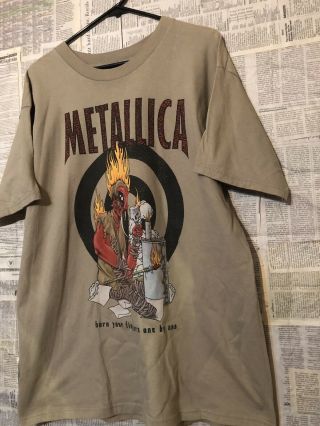 Vtg 90s Metallica Burn Your Fingers Heavy Metal Band T - Shirt
