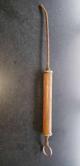 Brass Oil Syringe Vintage Came From Pre War Rolls Royce