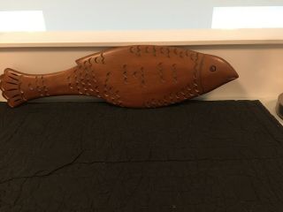 Tell City Furniture Maple Fish Carved Wooden Wall Hanging Decor Vintage Mcm