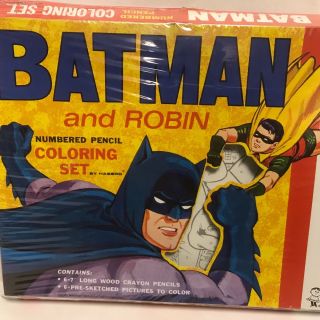 Vintage Batman And Robin Rare Factory Coloring Set Great Graphics
