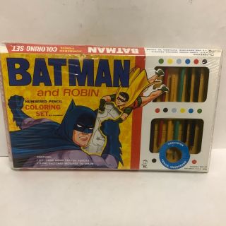 Vintage Batman and Robin Rare factory coloring set great graphics 2