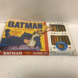 Vintage Batman and Robin Rare factory coloring set great graphics 3