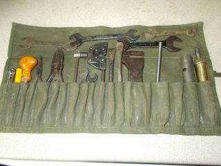 Vintage Classic Motorcycle Toolkit In Vintage Canvas Tool Roll