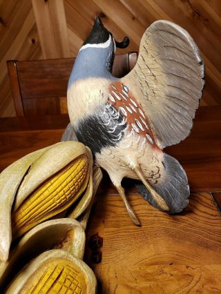 California quail wood carving game bird wildlife decor duck decoy Casey Edwards 12