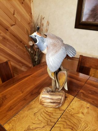 California quail wood carving game bird wildlife decor duck decoy Casey Edwards 3