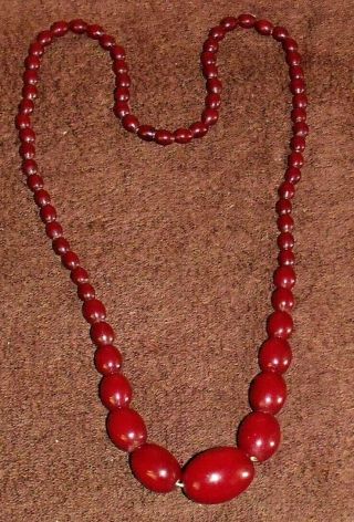 Vintage Cherry Red Amber / Bakelite Necklace 52g
