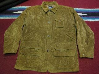 Vtg Polo Ralph Lauren Wide Wale Corduroy Hunting Field Barn Coat Jacket Brown L