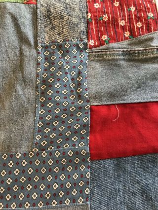 Vintage Denim Quilts Patchwork Strip Blue Jeans Duvet Set of 2 5