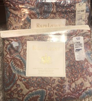 Vtg Ralph Lauren Bateaux Batik Tan Twin Sheet Set Flat And Fitted Paisley
