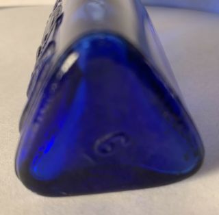 Antique OWL DRUG Co COBALT Blue 3 1/4” Glass POISON Bottle Rare Vintage Embossed 5