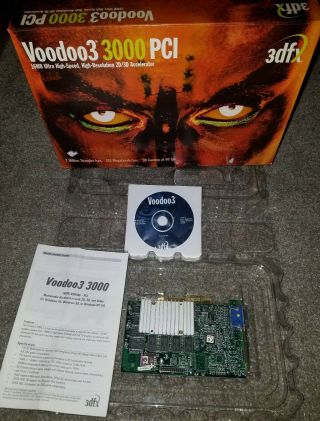 Boxed 3dfx Voodoo 3 3000 16MB PCI VGA Video Graphics Card Vintage Rare Find 2