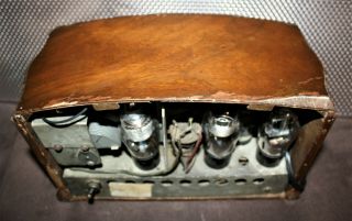 VINTAGE OLD ANTIQUE MIDGET TUBE RADIO;EARLY 1930 ' S,  BRAND UNKNOWN,  RESTORED, 5