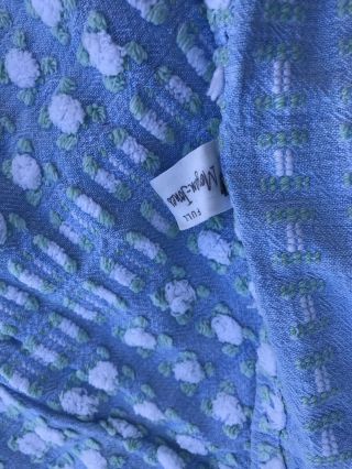 Morgan Jones Blue With White Rosebud Vintage Chenille Bedspread 3
