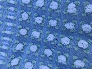 Morgan Jones Blue With White Rosebud Vintage Chenille Bedspread 5