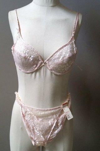 Nwt Vintage Jezebel Blush Bra And Panty Set Size 32 B
