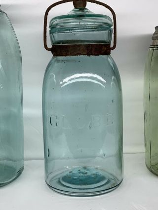 Vintage Globe Quart Fruit Jar Aqua Jar
