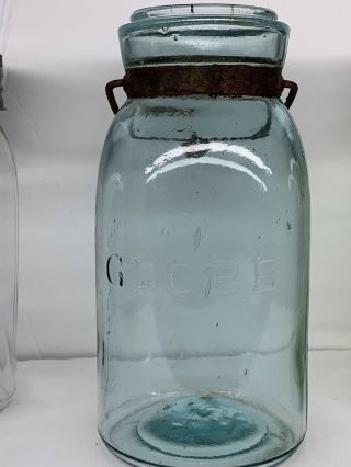 Vintage Globe Quart Fruit Jar Aqua Jar 2