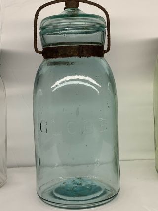 Vintage Globe Quart Fruit Jar Aqua Jar 6