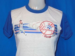Vintage 80s York Yankees Fever Catch It Iron On Unworn Ringer T - Shirt Yl