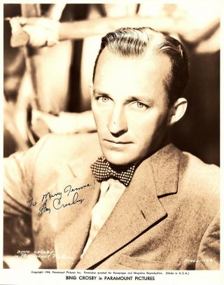 Bing Crosby Autographed Signed Vintage 8x10 Photo 1943 Loa Actor & Singer