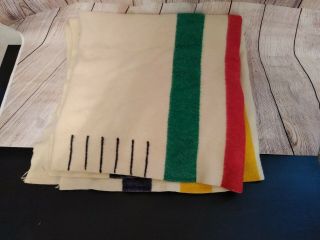 Vintage Hudson Bay 100 Wool 6 Point King Size Made In England Striped