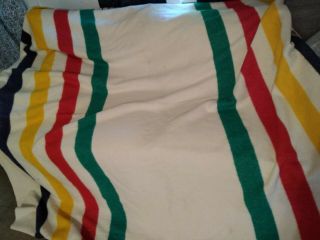 VINTAGE HUDSON BAY 100 WOOL 6 POINT KING SIZE MADE IN ENGLAND STRIPED 2