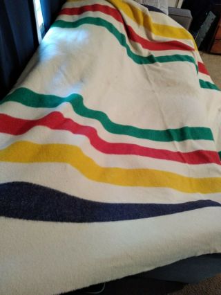 VINTAGE HUDSON BAY 100 WOOL 6 POINT KING SIZE MADE IN ENGLAND STRIPED 4