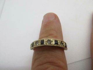18ct Gold Sapphire Faux Diamond Half Eternity Ring Vintage 1970 Size P 8 K215