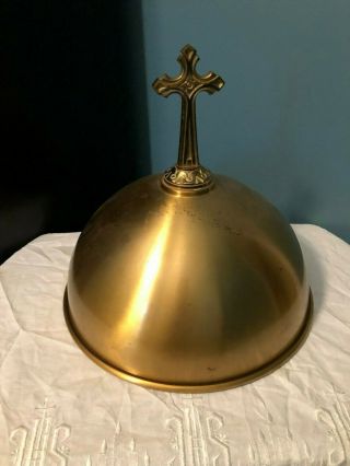 Vintage Gold Brass Dome Top W/ Cross For Round Tabernacle