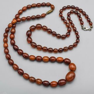 Vintage Sterling Silver Amber Beaded Strand Necklace Set Of 2 39.  2 G