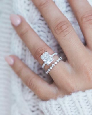 2.  2ct Radint Cut Diamond Anniversary Vintage Bridal Ring Set 14k White Gold Over