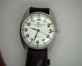 Vintage Ball Official Rr Standard Trainmaster Wristwatch In Stainless Steel Case