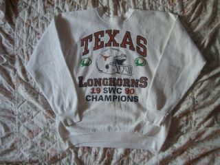 Vintage Rare 1990 Texas Longhorns 1990 Swc Champions White Crewneck