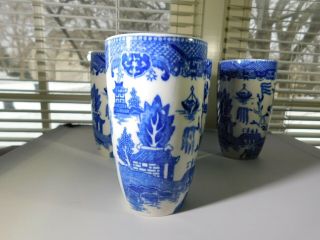 Vintage Blue Willow Pottery Tumbler Set X 4