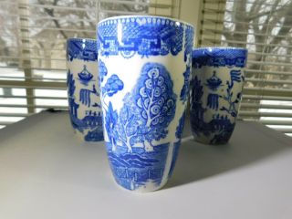 Vintage Blue Willow Pottery Tumbler Set x 4 4