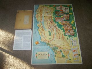 Artist Sgnd.  Large Vintage California Fruit Growers Exchange Map From 1940