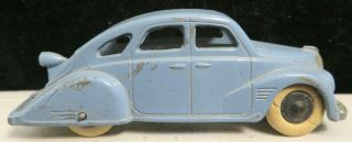 Vintage Tootsietoy Toy Car 4 " Rare No.  605 Blue Lincoln Zephyr Mfg.  1937 - 1939