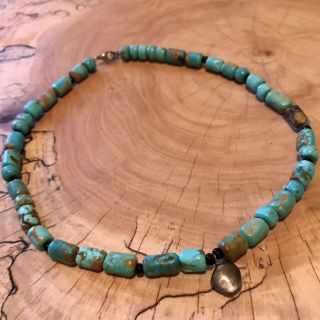 Vintage Sterling Silver Old Pawn Bead Turquoise Necklace
