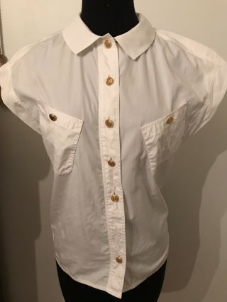 Authentic Vintage Chanel White Blouse S