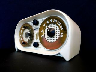 Vintage 1950s Old Zenith Mid Century Antique Clock Art Deco Tube Radio