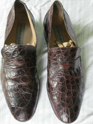 Vintage Bruno Magli Brown Caiman Crocodile Loafers,  Hand Made In Italy,  10.  5 M