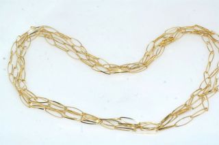 Italy Opera Length 98 " Sterling Silver Gold Vermeil Oval Link Chain Necklace