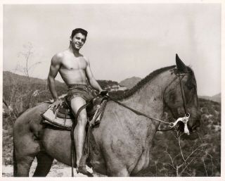 Gay: Vintage Amg 1960s Male 8x10 Photo Cherokee On Horseback K12